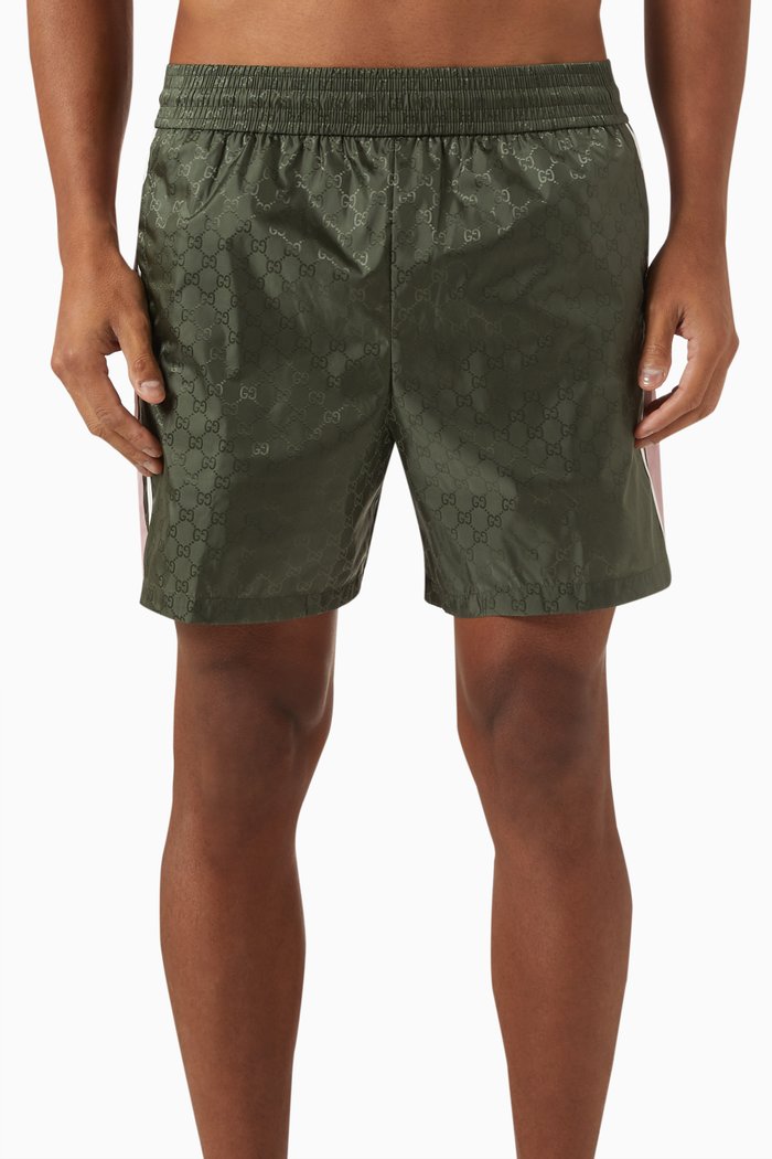 

GG Logo Swim Shorts in Nylon-jacquard, Green