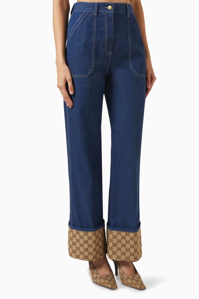 

GG Cuff Jeans in Denim, Blue