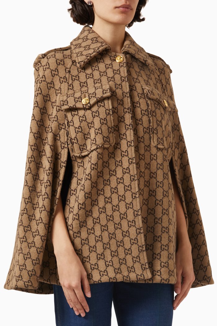 

GG Cape in Wool, Brown