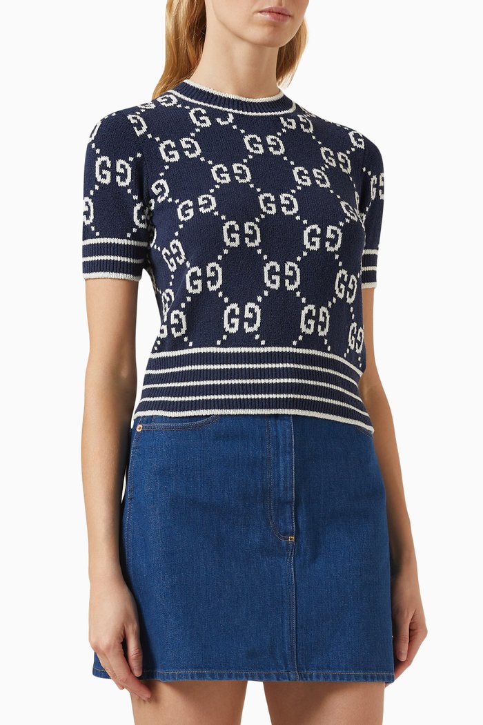 

GG Top in Cotton-jacquard, Blue