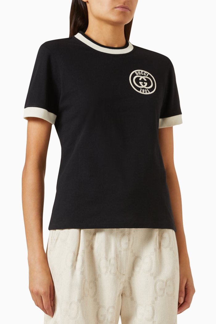 

Embroidered Logo T-shirt in Cotton-jersey, Black