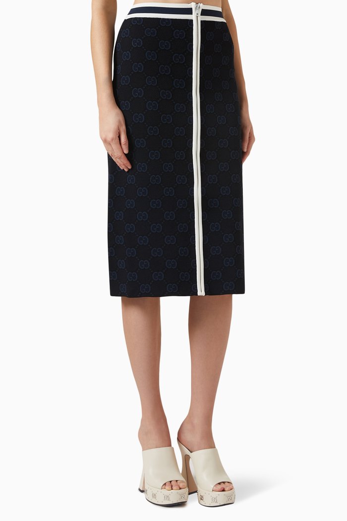 

GG Midi Skirt in Viscose-jacquard, Black