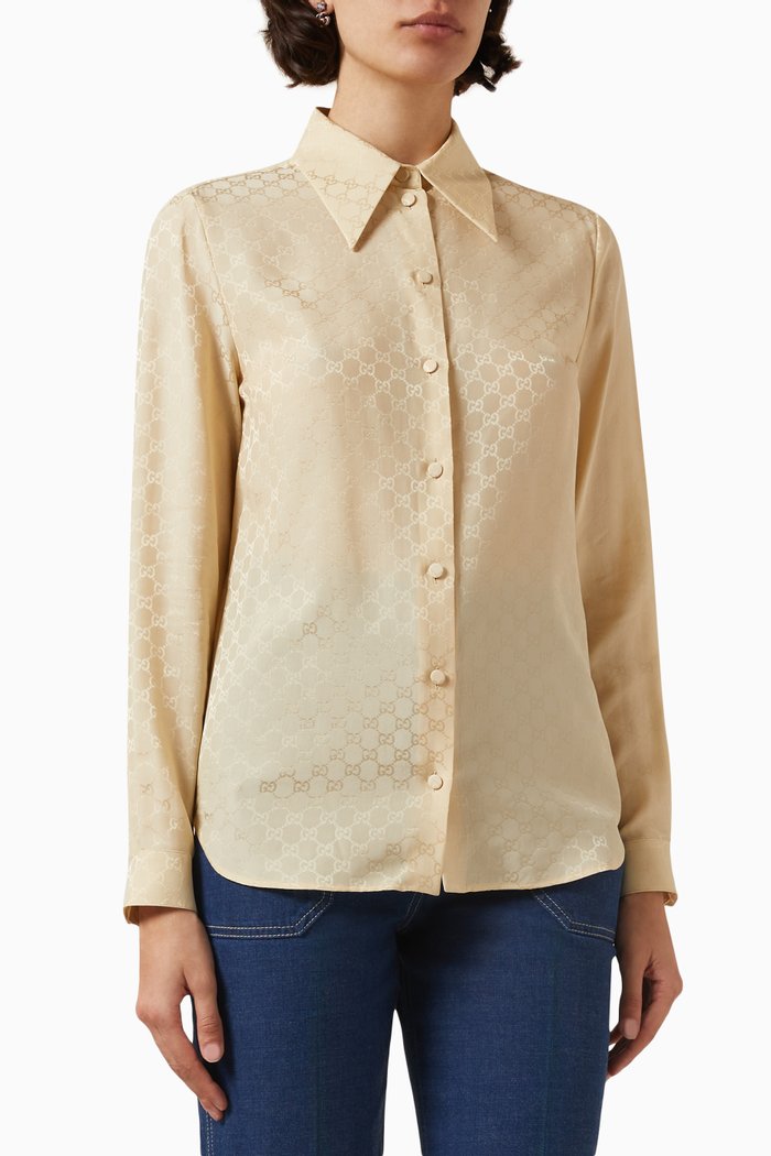 GG Shirt in Silk-crepe, Neutral