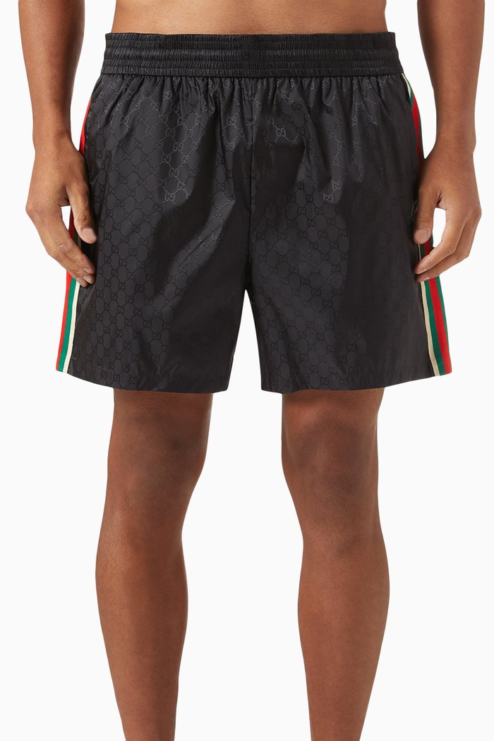 

GG Jacquard Swim Shorts in Nylon, Black