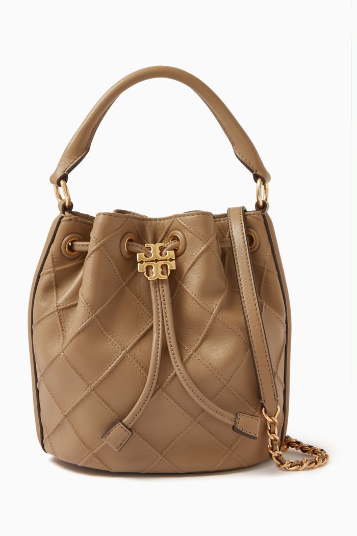 

Large Fleming Soft Bucket Bag in Leather, Neutral