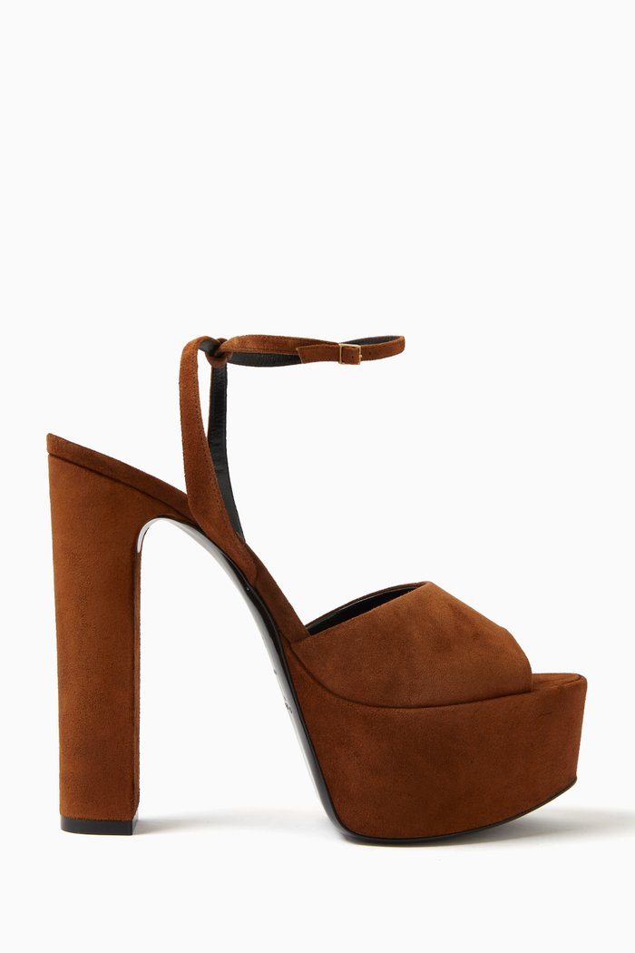 

Jodie Platform Sandals in Suede, Brown