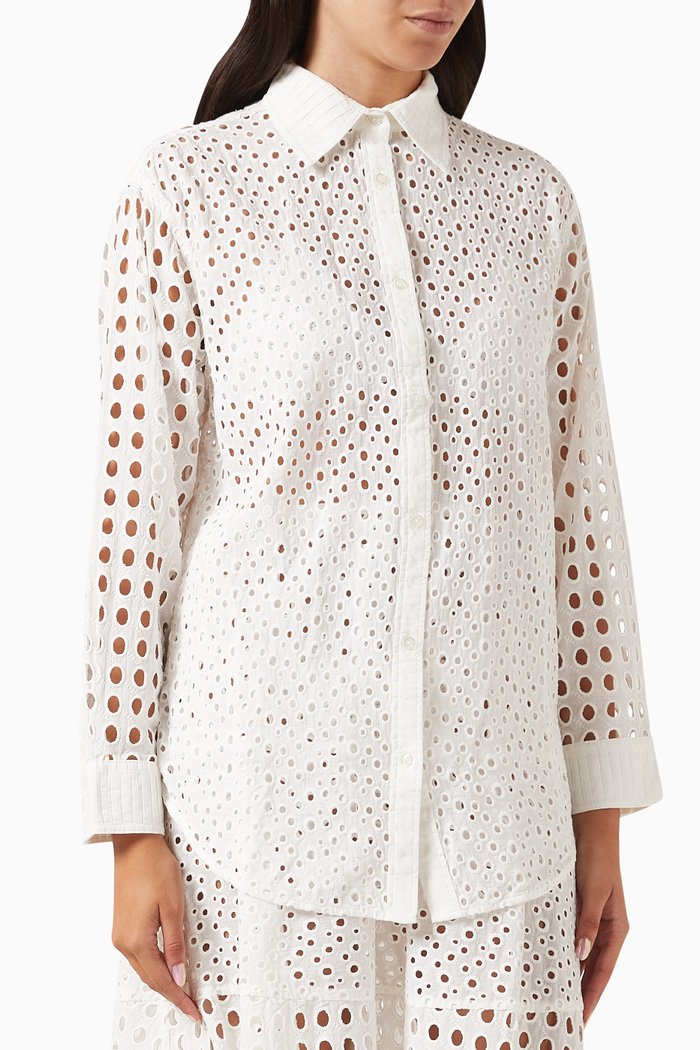 

The Oxford Tunic Shirt in Cotton-eyelet, White