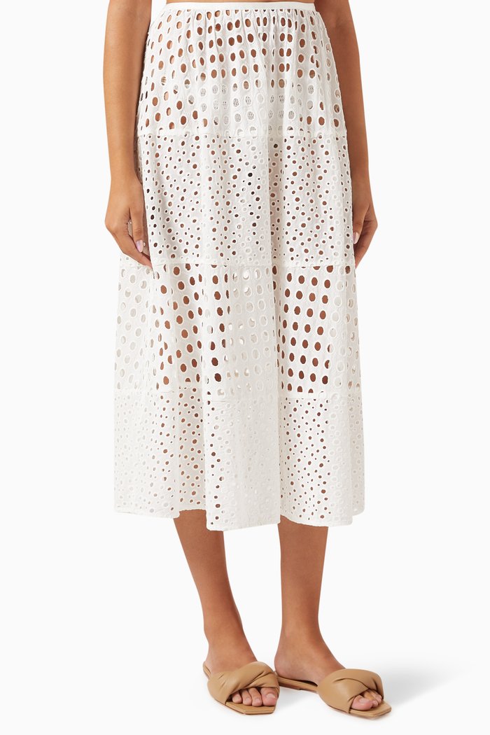 The Georgia Skirt in Cotton-eyelet, White