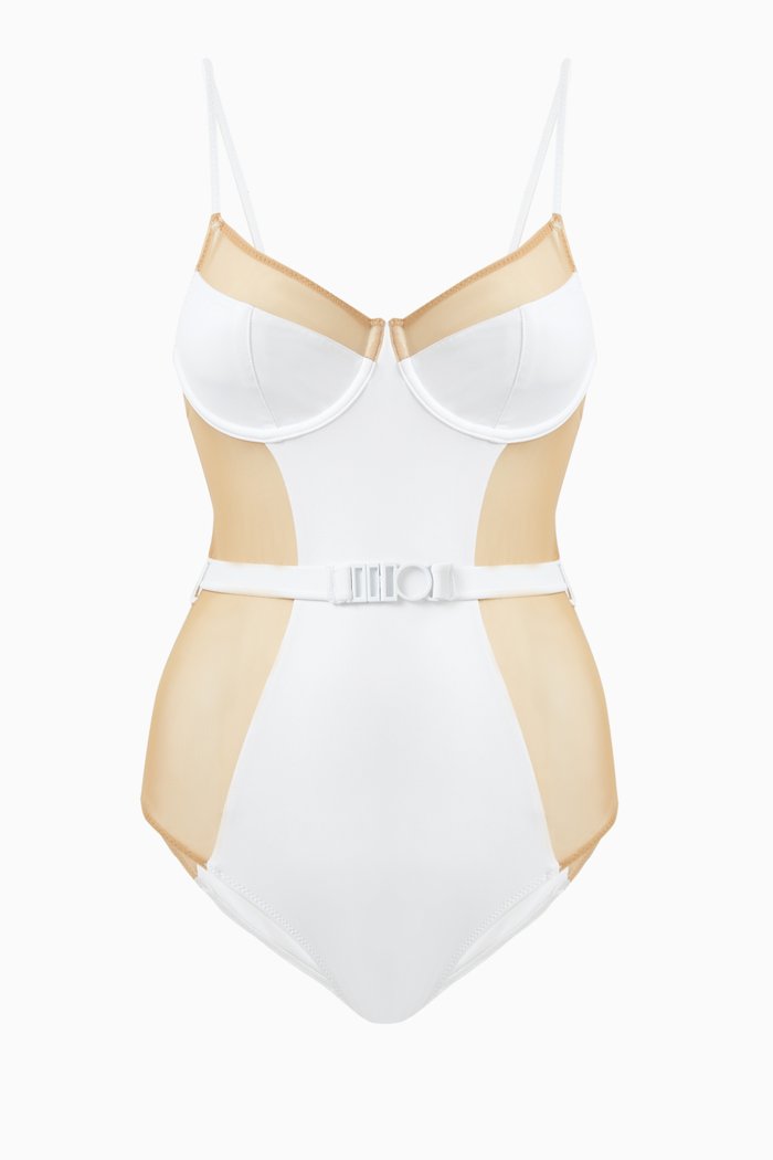 Spencer One-piece Swimsuit in Mesh, White
