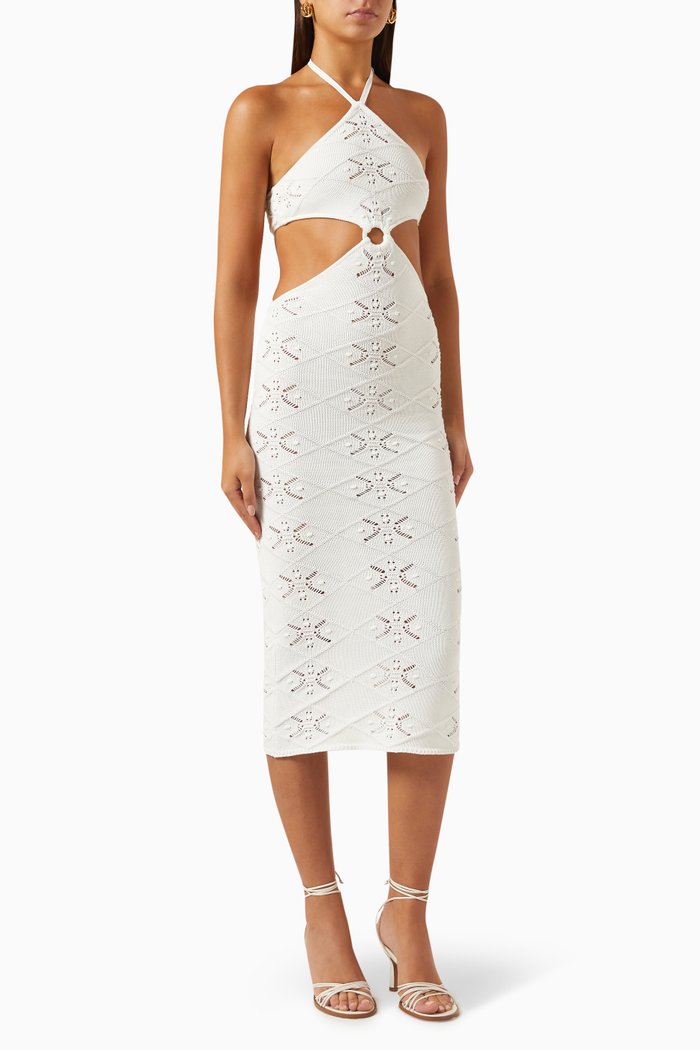 

Cheyenne Halter Dress in Cotton, White