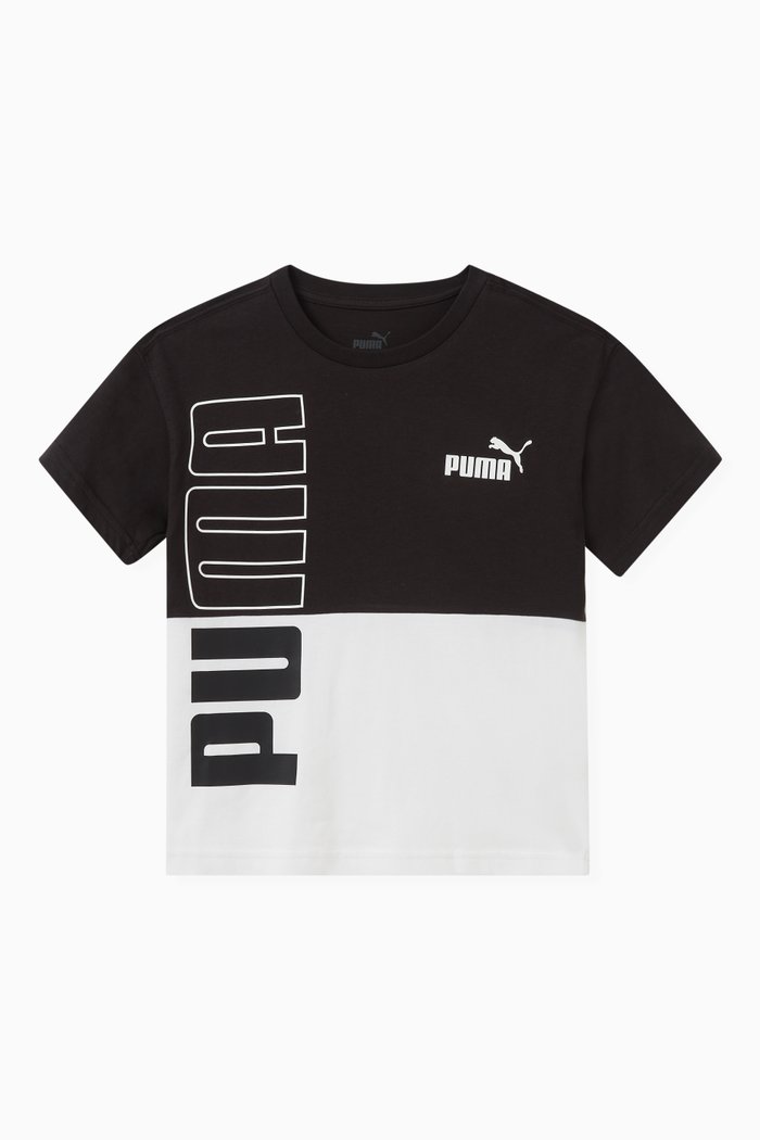 Colour Block Logo-print T-shirt in Cotton, Black