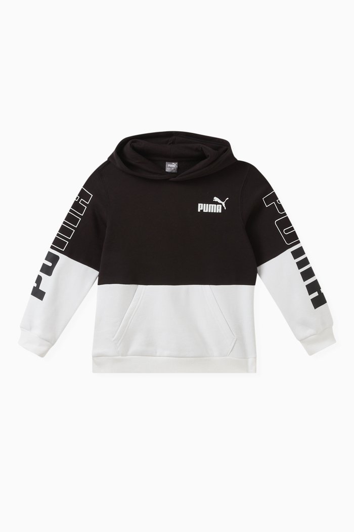 Colour-block Hoodie in Cotton, Black