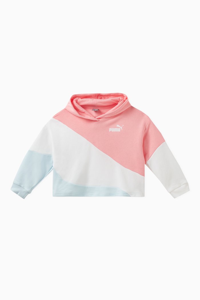 

Colour-block Logo-print Hoodie in Cotton, Blue