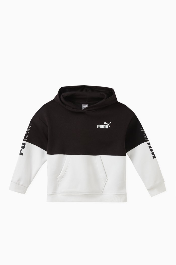Colour-block Hoodie in Cotton, Black