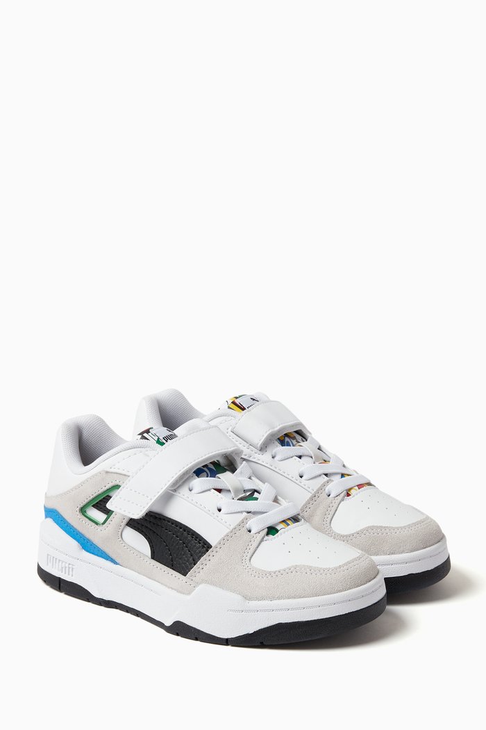 

Pre-School Slipstream Trash Talk Sneakers in Leather, White