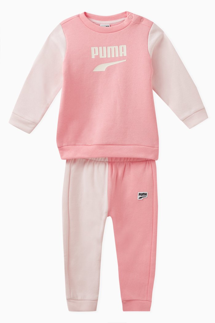 

Colour-block Logo Tracksuit in Cotton, Pink
