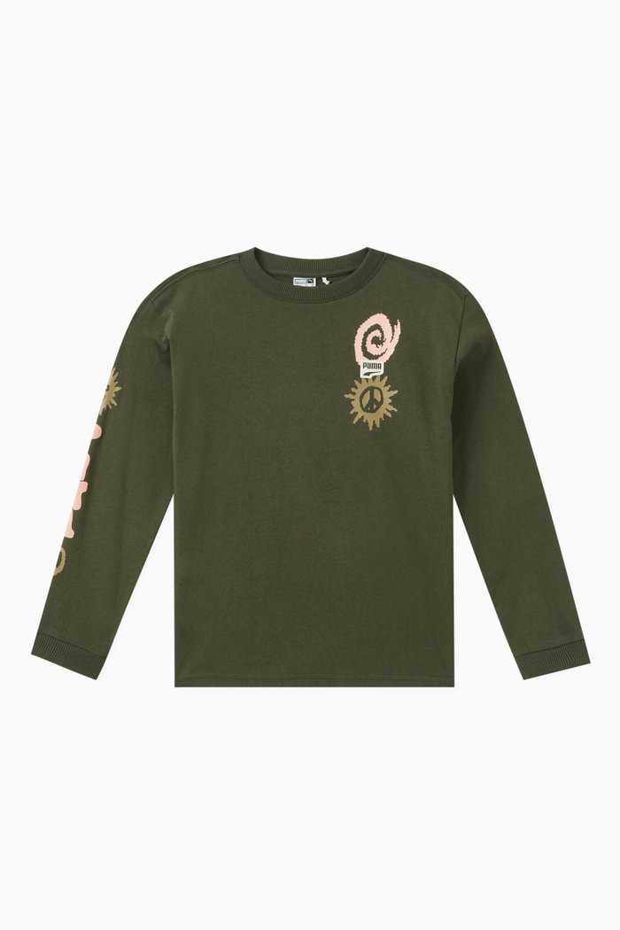 

Graphic-print T-shirt in Cotton, Green