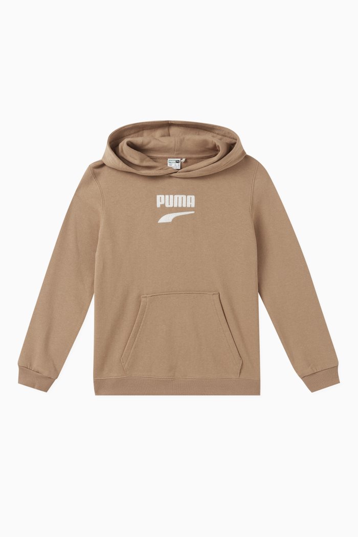 Logo-print Hoodie in Cotton, Brown