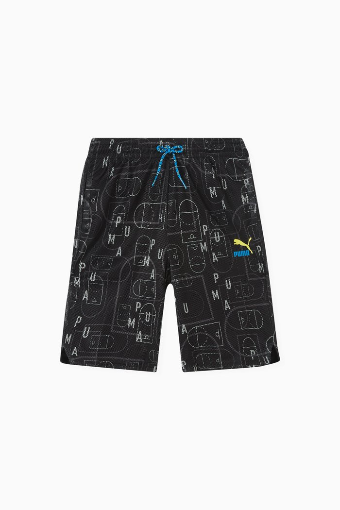 

Printed Shorts in Mesh, Black