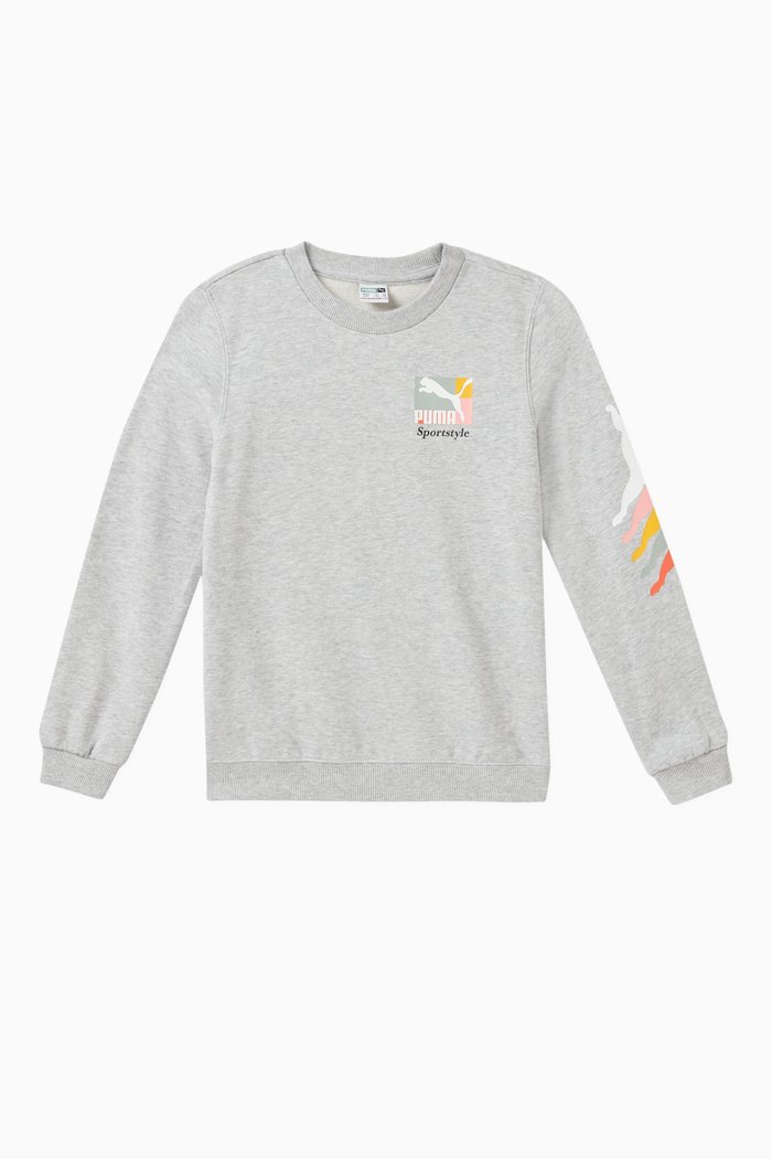 Logo-print Sweatshirt in Cotton, Grey