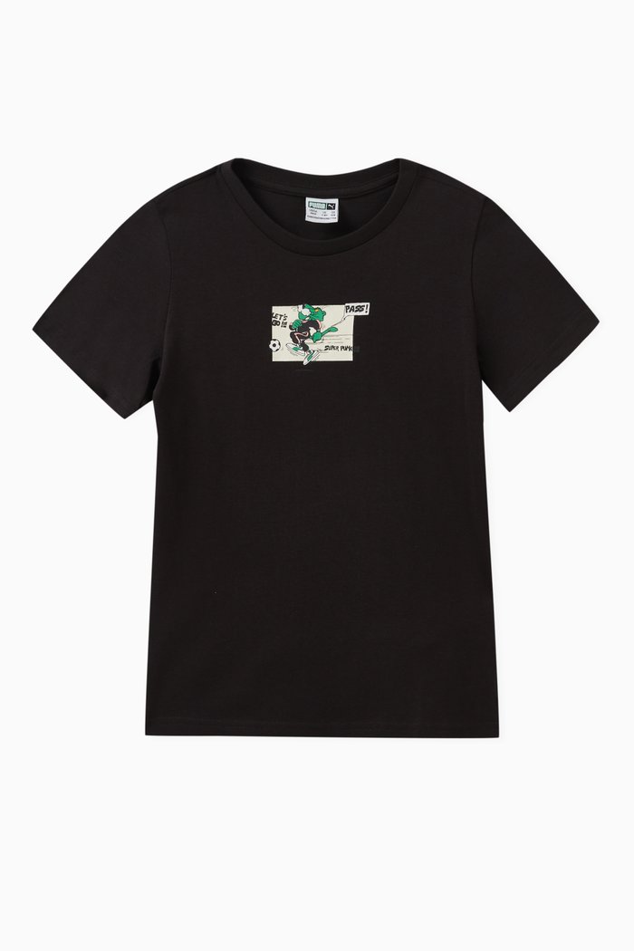 

Graphic Print T-shirt in Cotton, Black