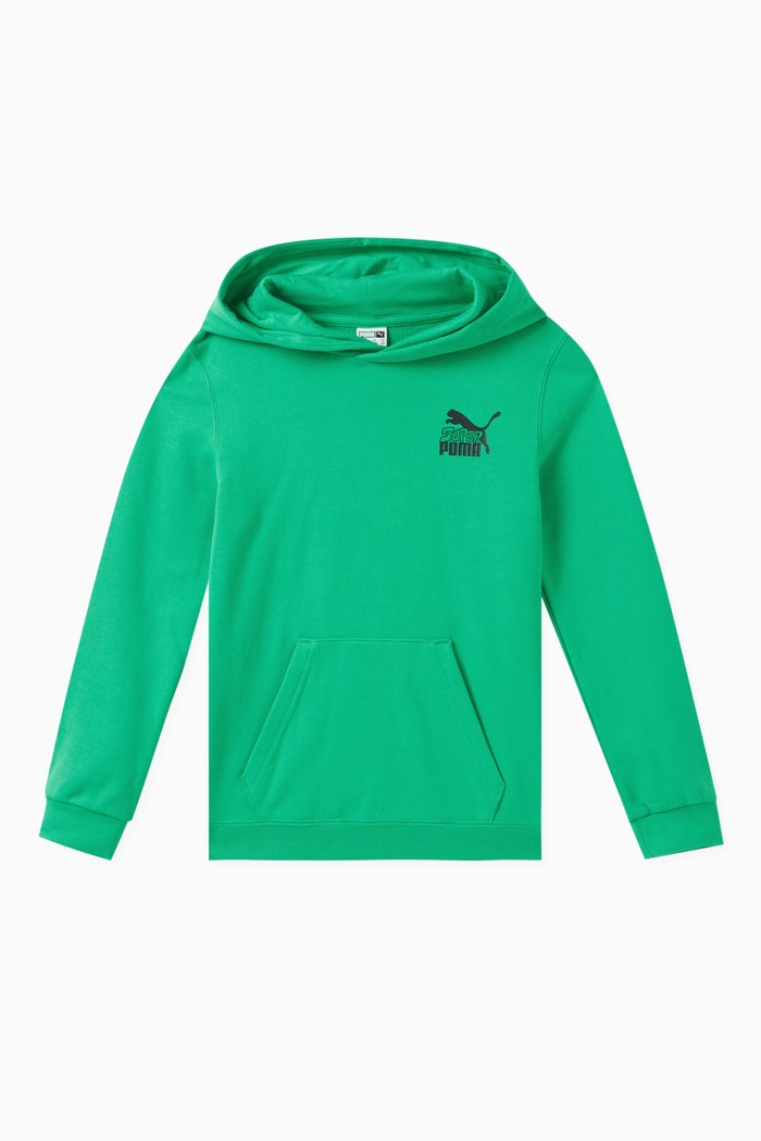 Logo-print Hoodie in Cotton, Green