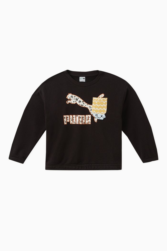 Logo-print Sweatshirt in Cotton, Black