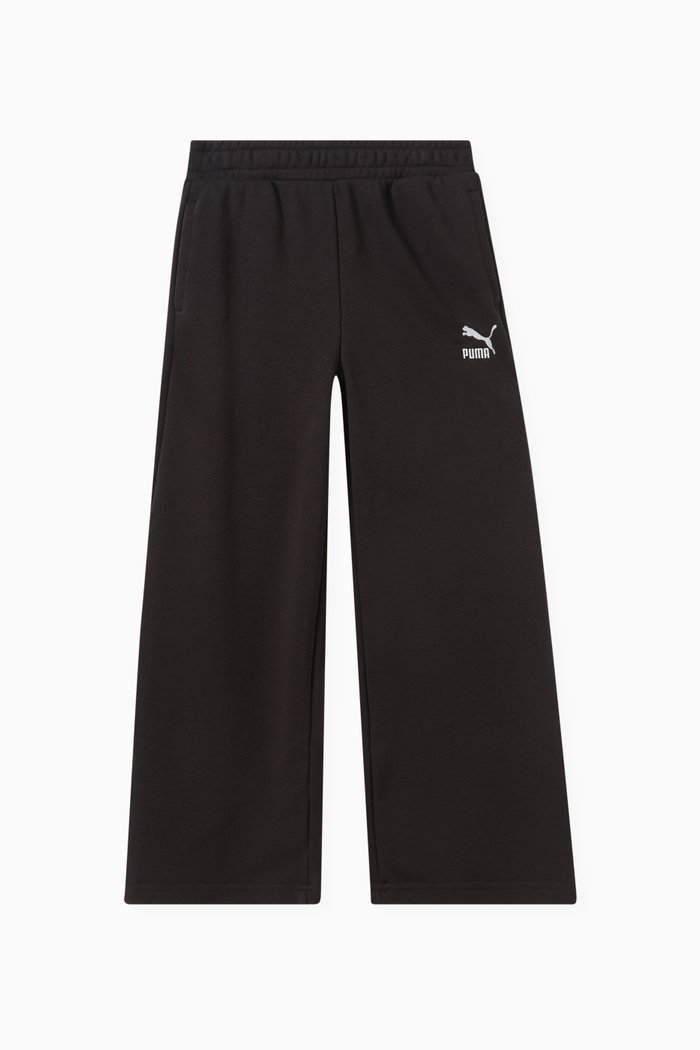 Logo-print Wide-leg Sweatpants in Cotton, Black