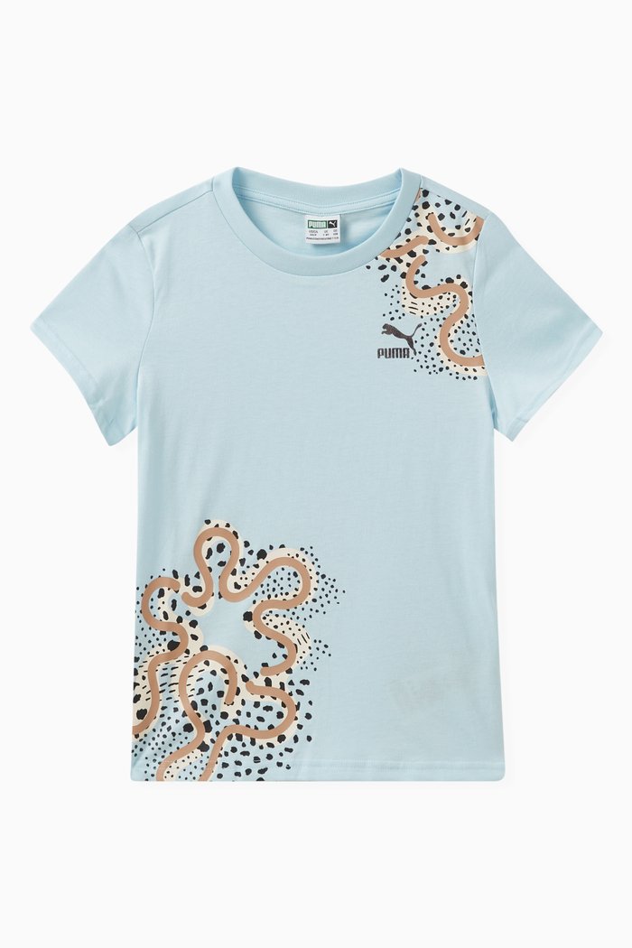 

Floral Logo-print T-shirt in Cotton, Blue