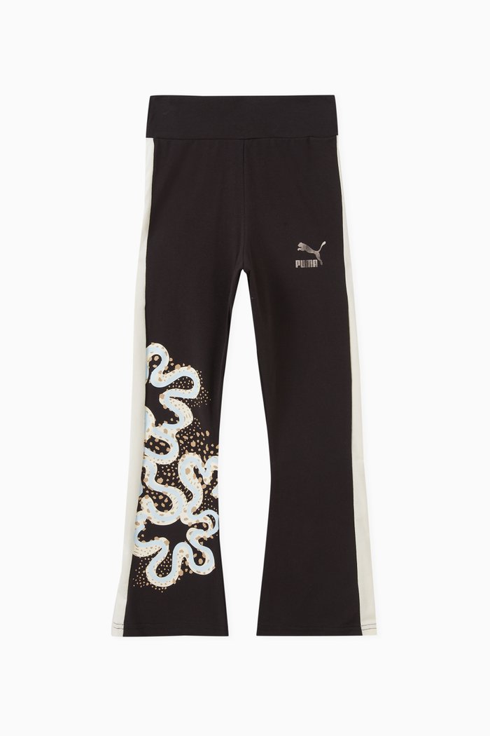 

Floral Flared Leggings in Cotton, Black