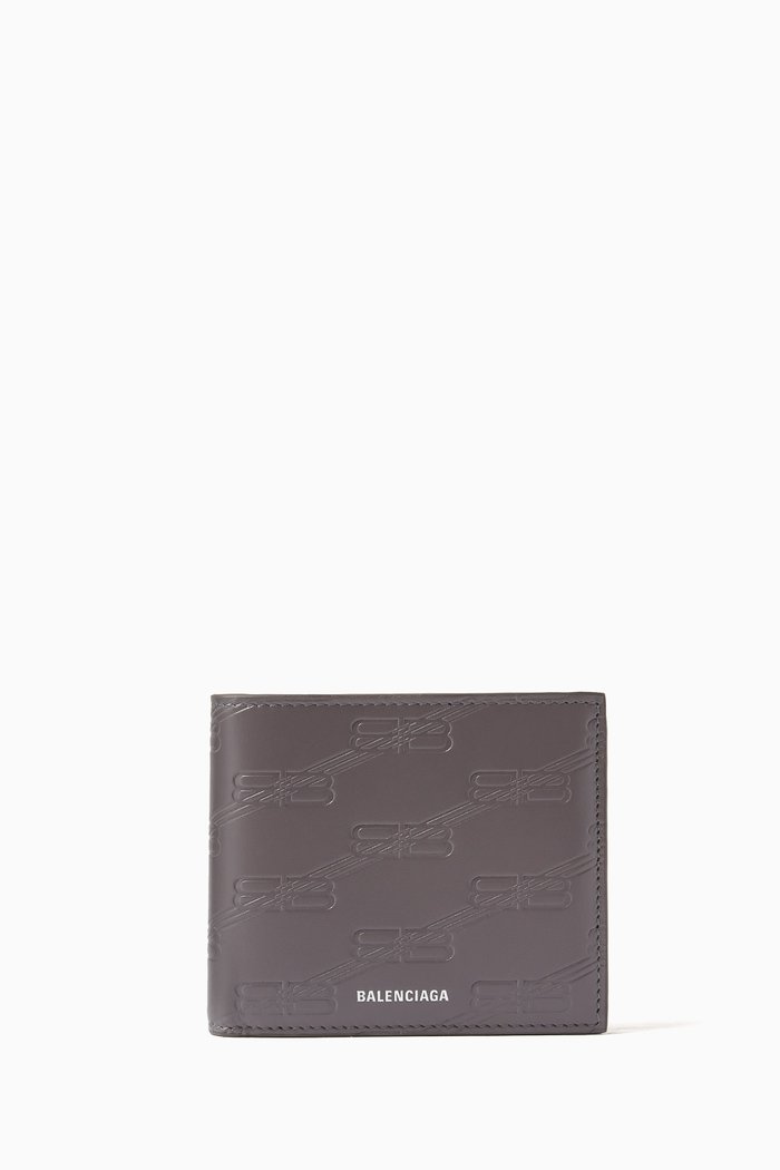 

Cash Square Folded Wallet in BB Monogram Leather, Grey