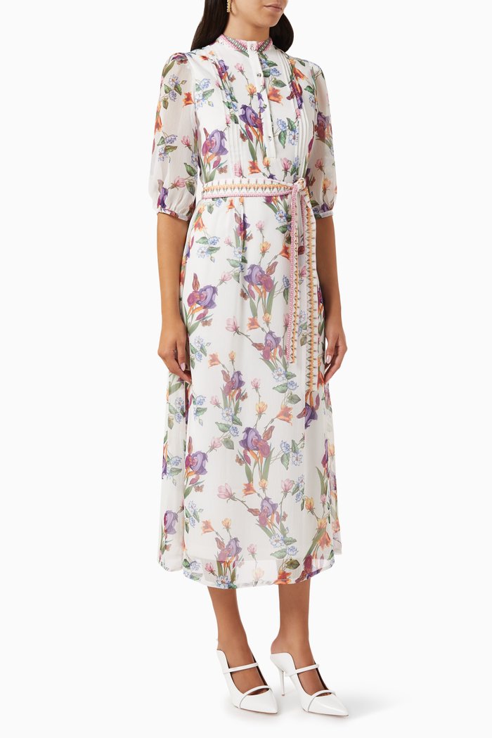 

Floral Midi Dress, White
