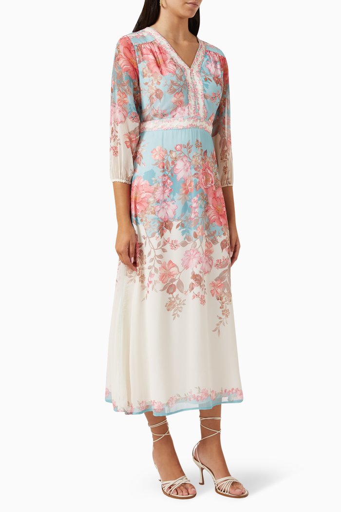 

Printed Midi Dress, Blue