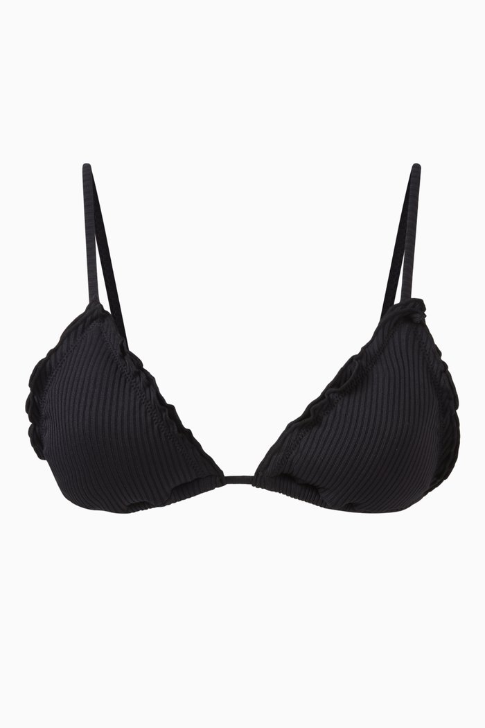

The Frill Triangle Bikini Top, Black