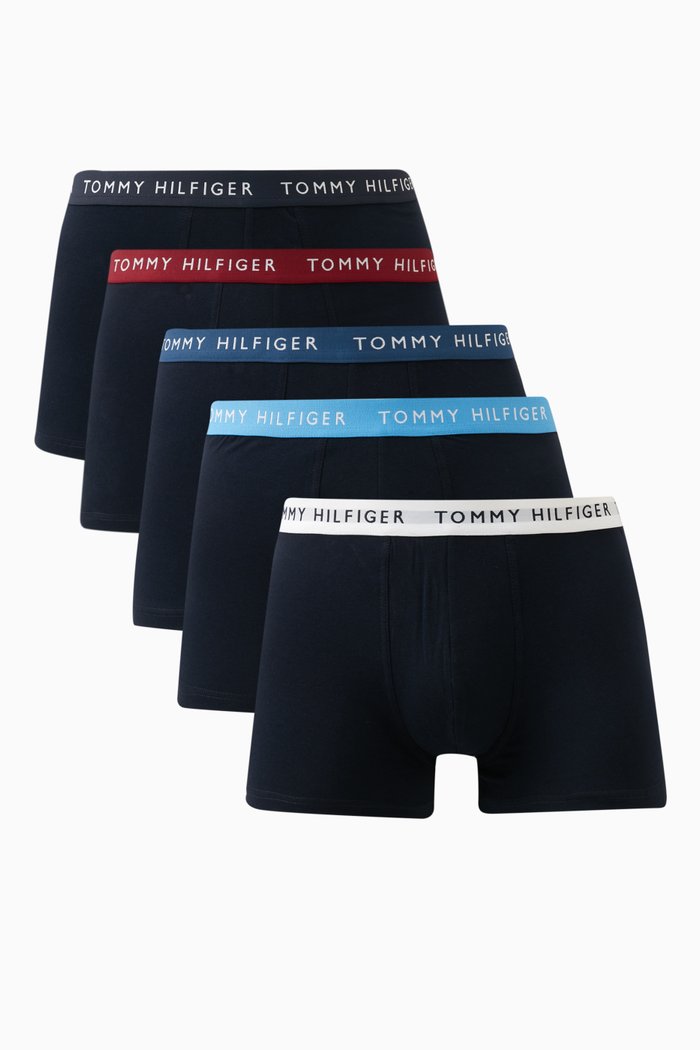 

Logo Trunks in Stretch Cotton Blend, Set of 5, Blue