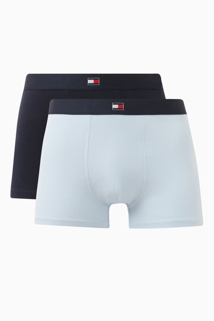 

Logo Trunks in Stretch Organic Cotton Blend, Set of 2, Blue