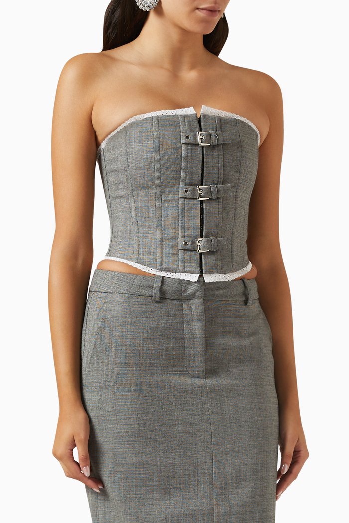 

Buckled Bustier Top in Wool, Grey