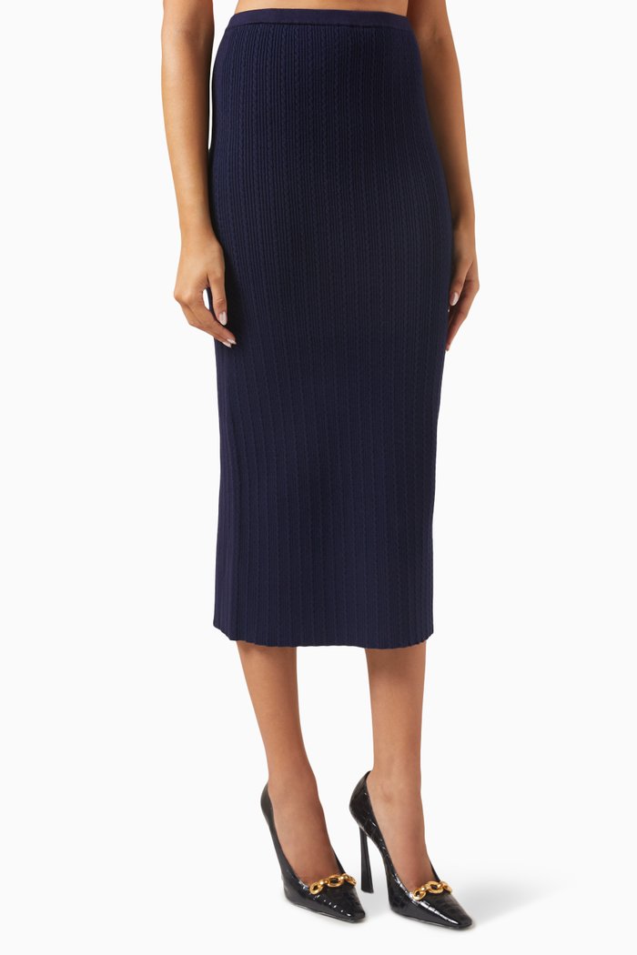 

Midi Skirt in Knit, Blue
