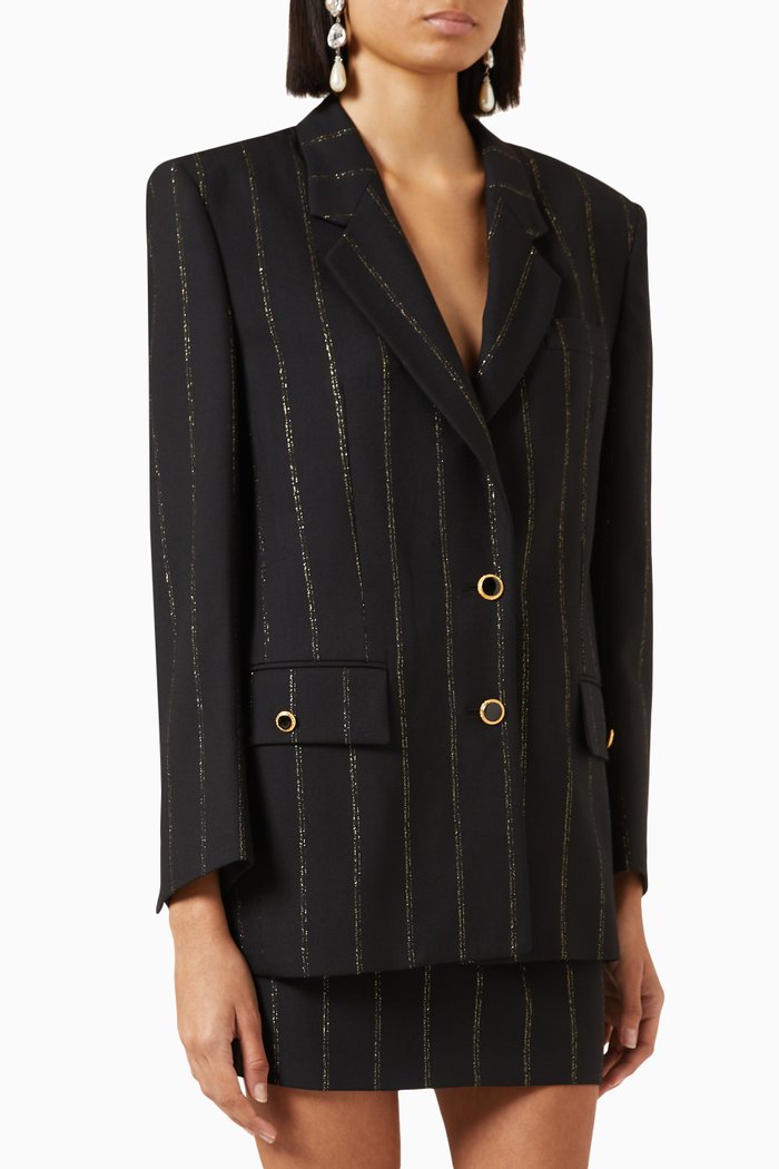 

Lurex Pinstripe Oversized Jacket in Wool, Multicolour