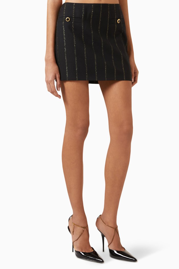 

Pinstripe Mini Skirt in Wool, Multicolour