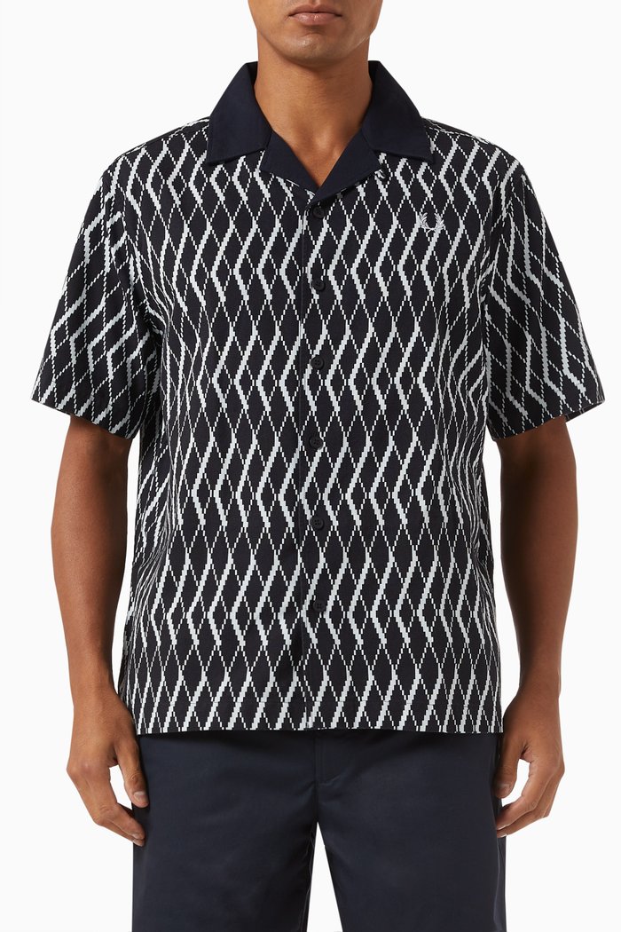 

Argyle Print Shirt in Cotton, Blue