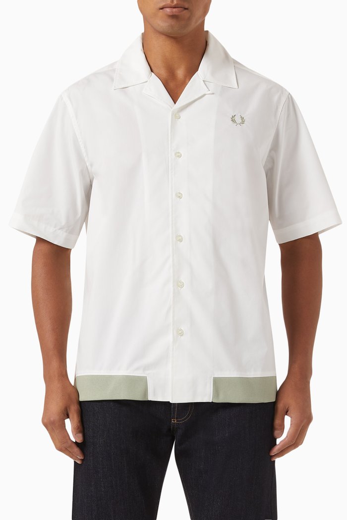

Ribbed Hem Shirt in Cotton, White