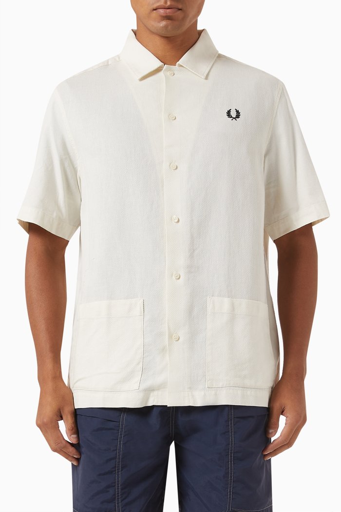 

Logo Shirt in Linen Blend, White