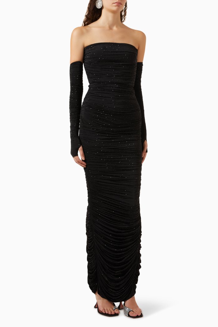 

Hyland Ruched Dress in Stretch-jersey, Black