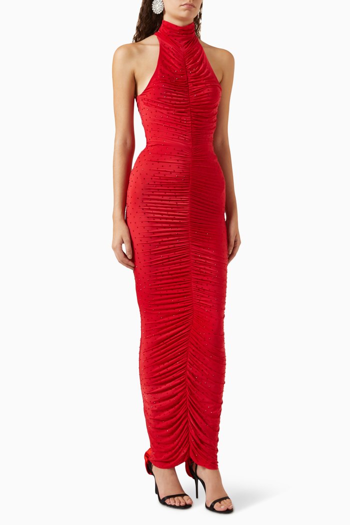 

Gabe Ruched Dress in Stretch-jersey, Red