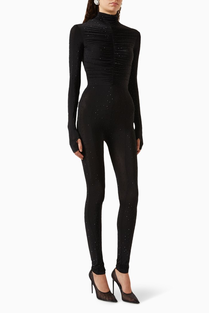 

Cove Ruched Catsuit in Stretch-jersey, Black