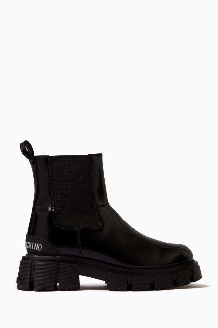 

Slip-on Ankle Boots in Leather, Black