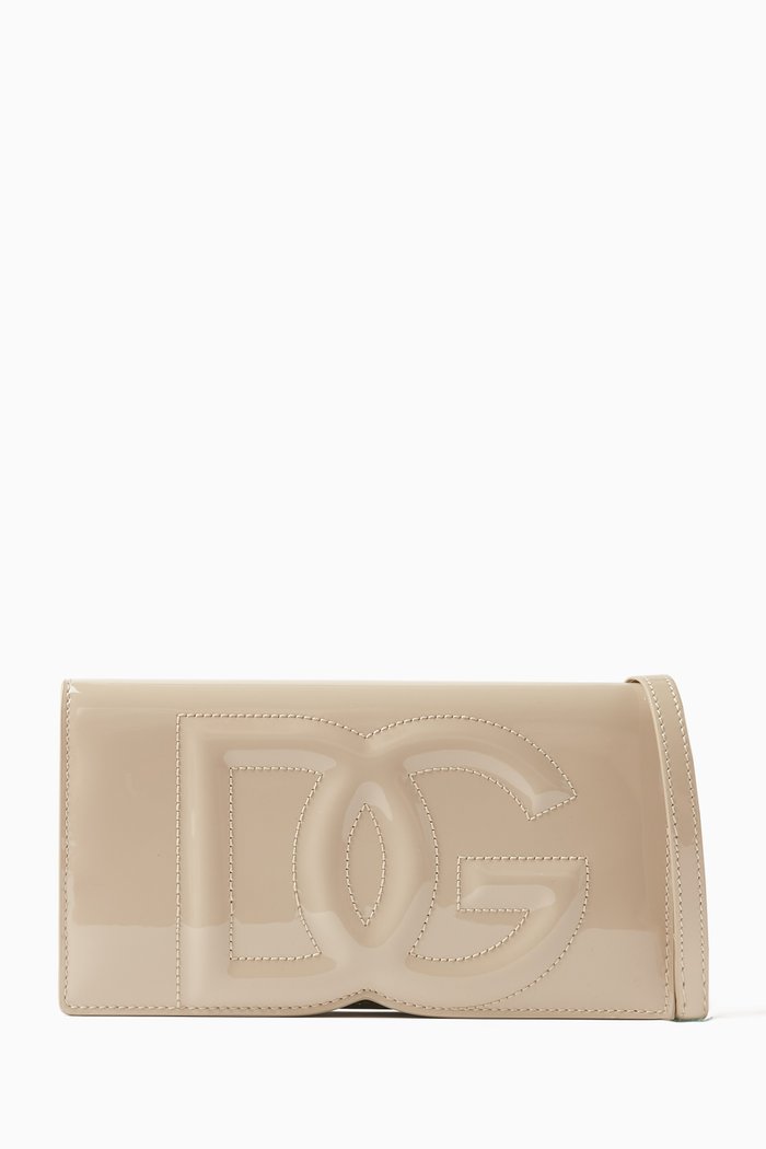 

Mini DG Logo Phone Bag in Patent Leather, Neutral