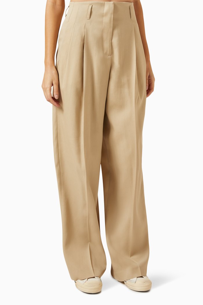 

Wide-leg Pants in Wool, Neutral