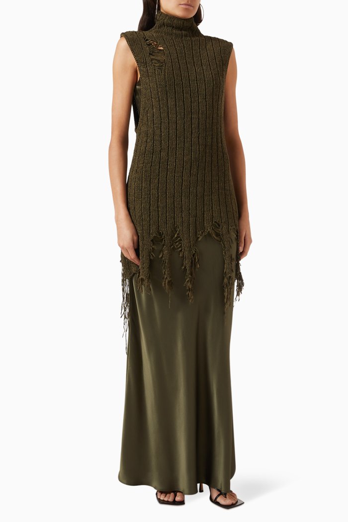 Relica Duo Vest Dress in Linen Blend, Brown